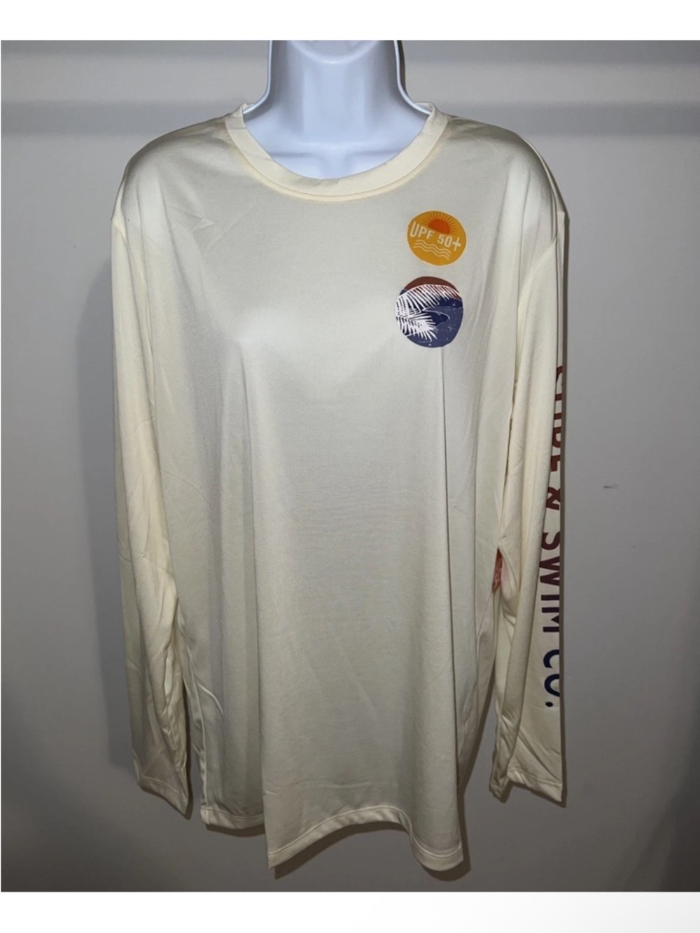 Surf & Swim Co Long Sleeve Swim Tee UPF 50+  Island And Ocean White Truffle L